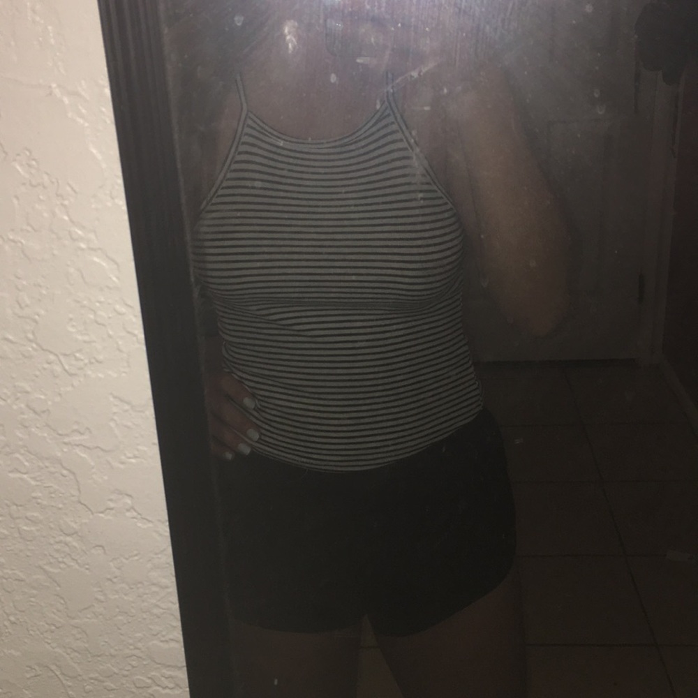 Striped black & white tank top